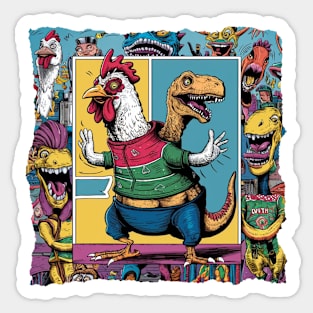 Very Peculiar Two Headed Chicken-Dinosaur Creature Sticker